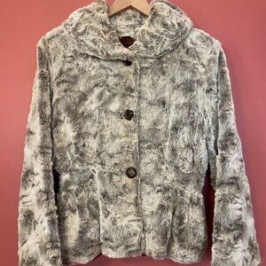 Gray faux Fur Peplum Jacket